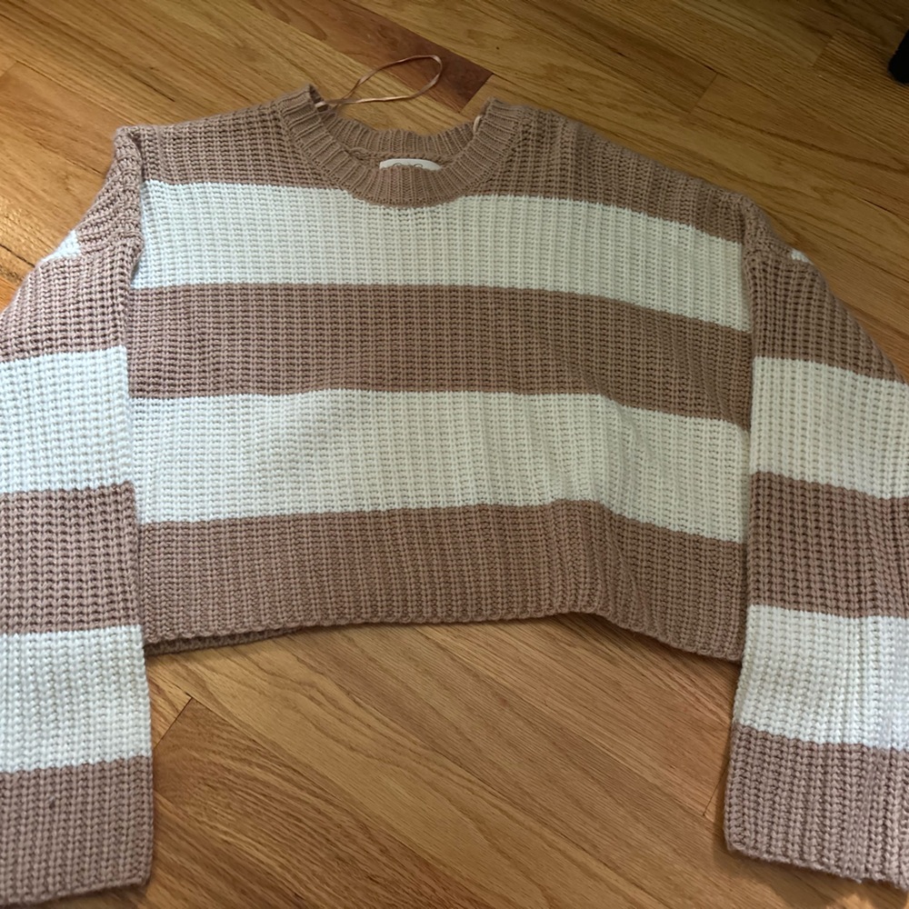 Brown and white sweater